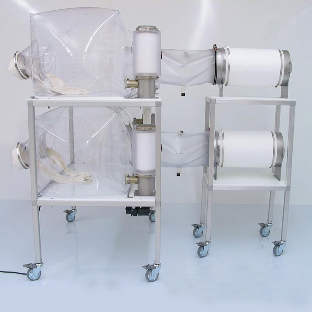 Trolley to secure sterilizing cylinders in place and prevent accidents.