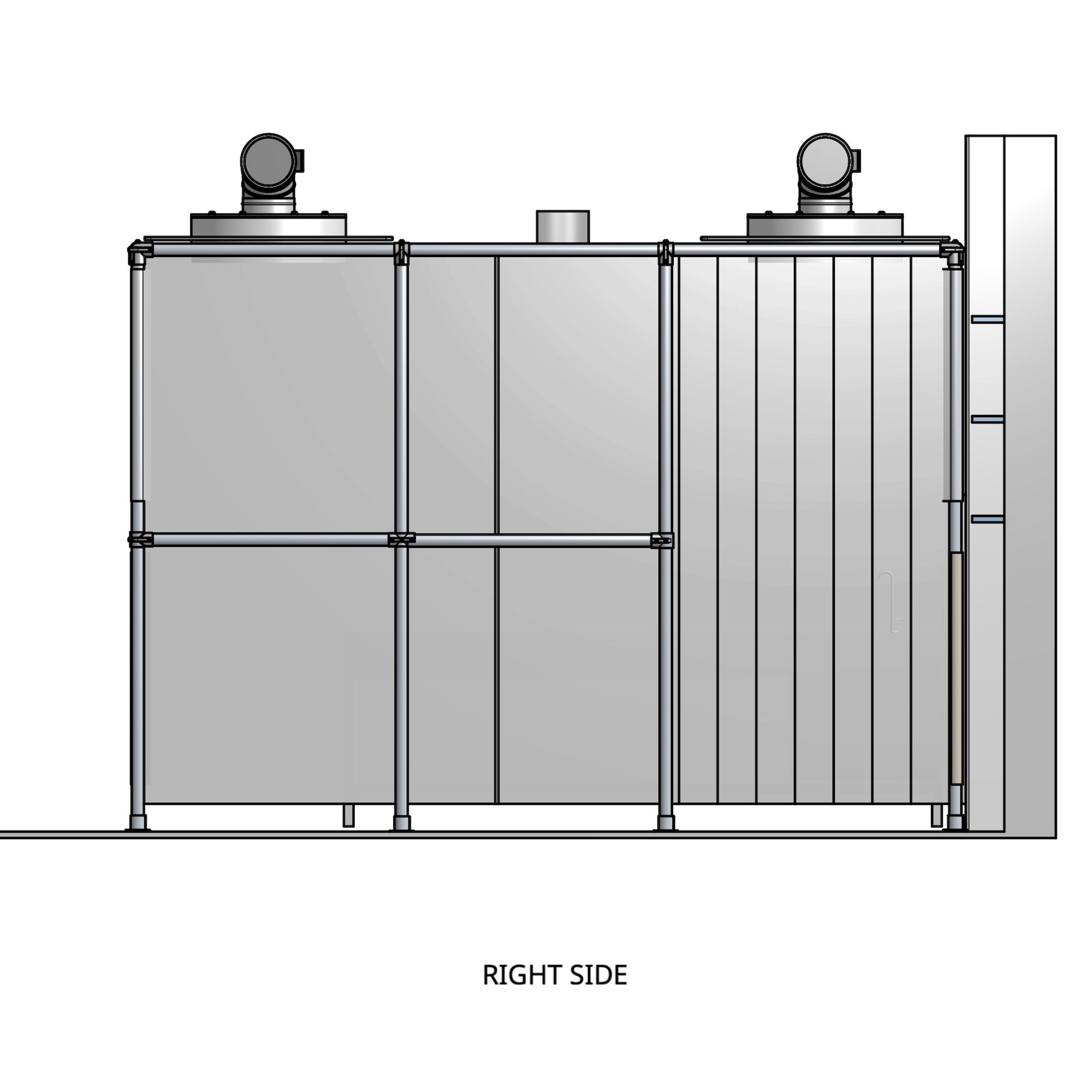 CBC 3-door, laminar airflow containment unit right view.