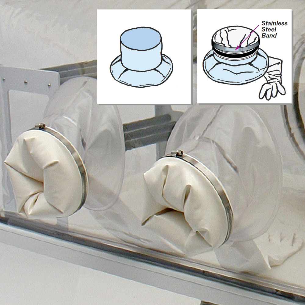 CBC glove port Glove Extensions provide better worker dexterity and help reduce stress on isolators at critical seam areas.